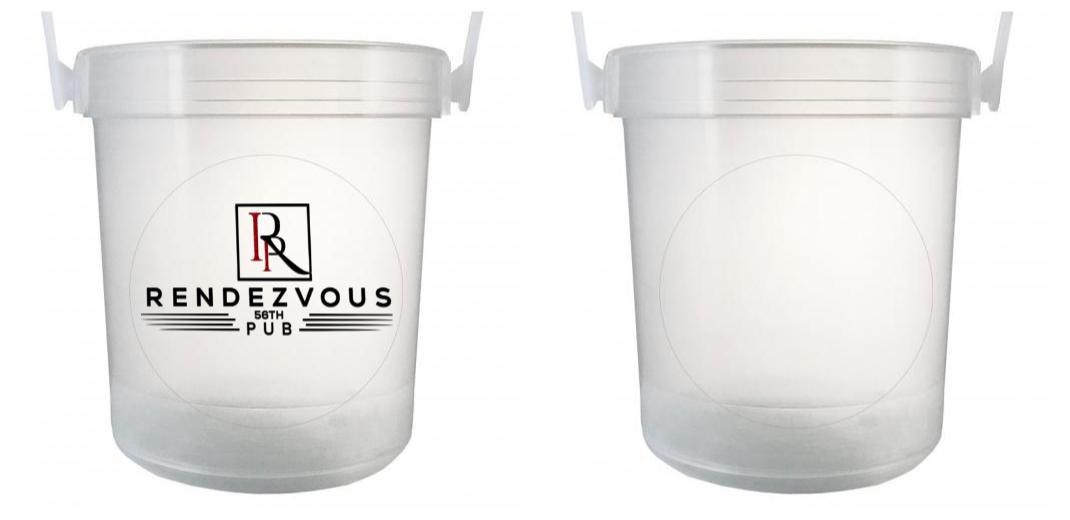 32 oz Plastic Rum Buckets with Custom Sticker