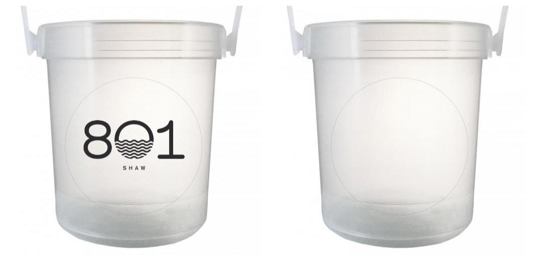 32 oz Plastic Rum Buckets with Custom Sticker