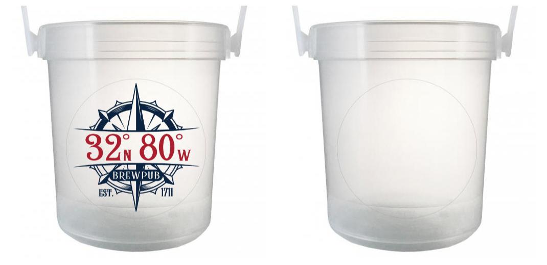 32 oz Plastic Rum Buckets with Custom Sticker