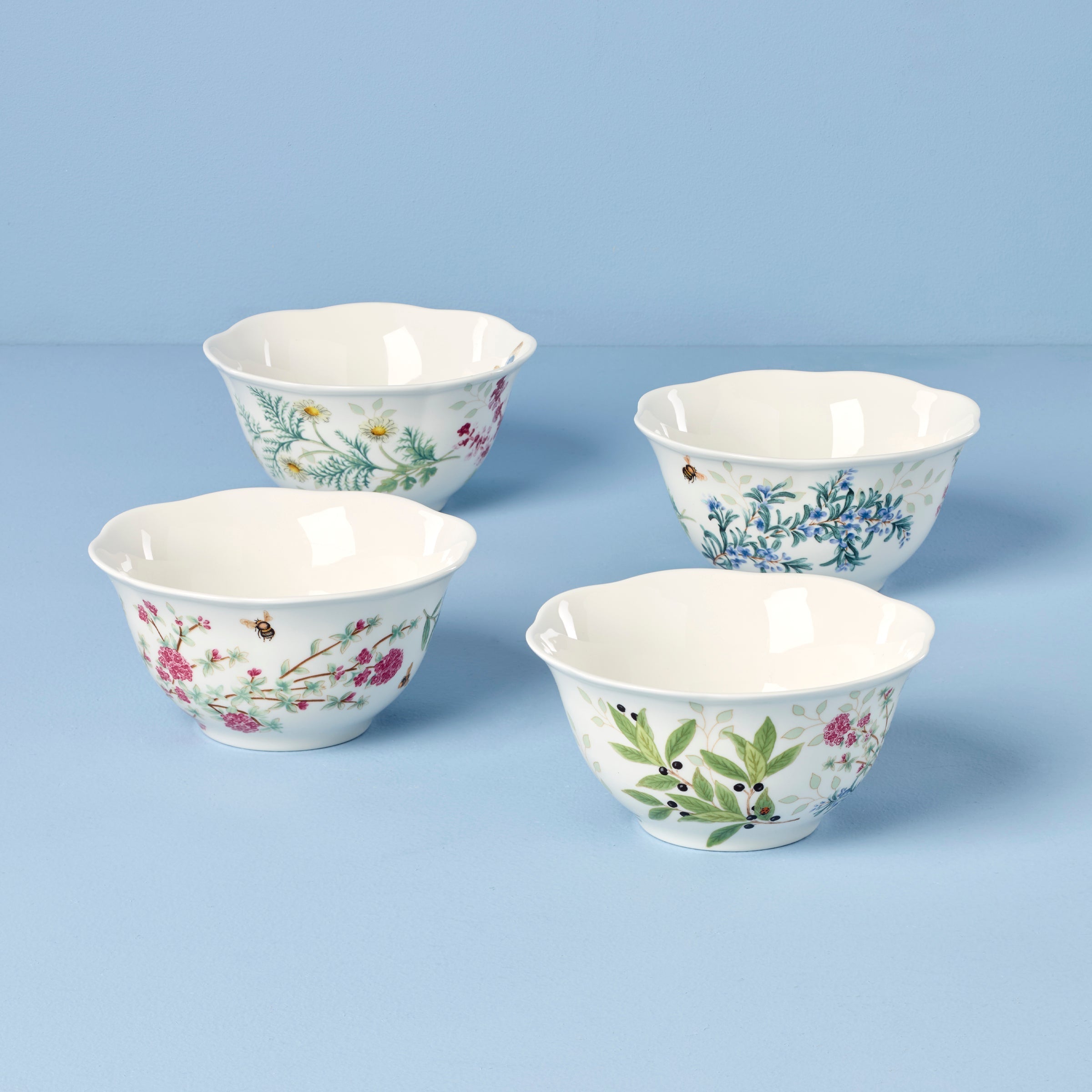 Butterfly Meadow Herbs Rice Bowls - Set of 4