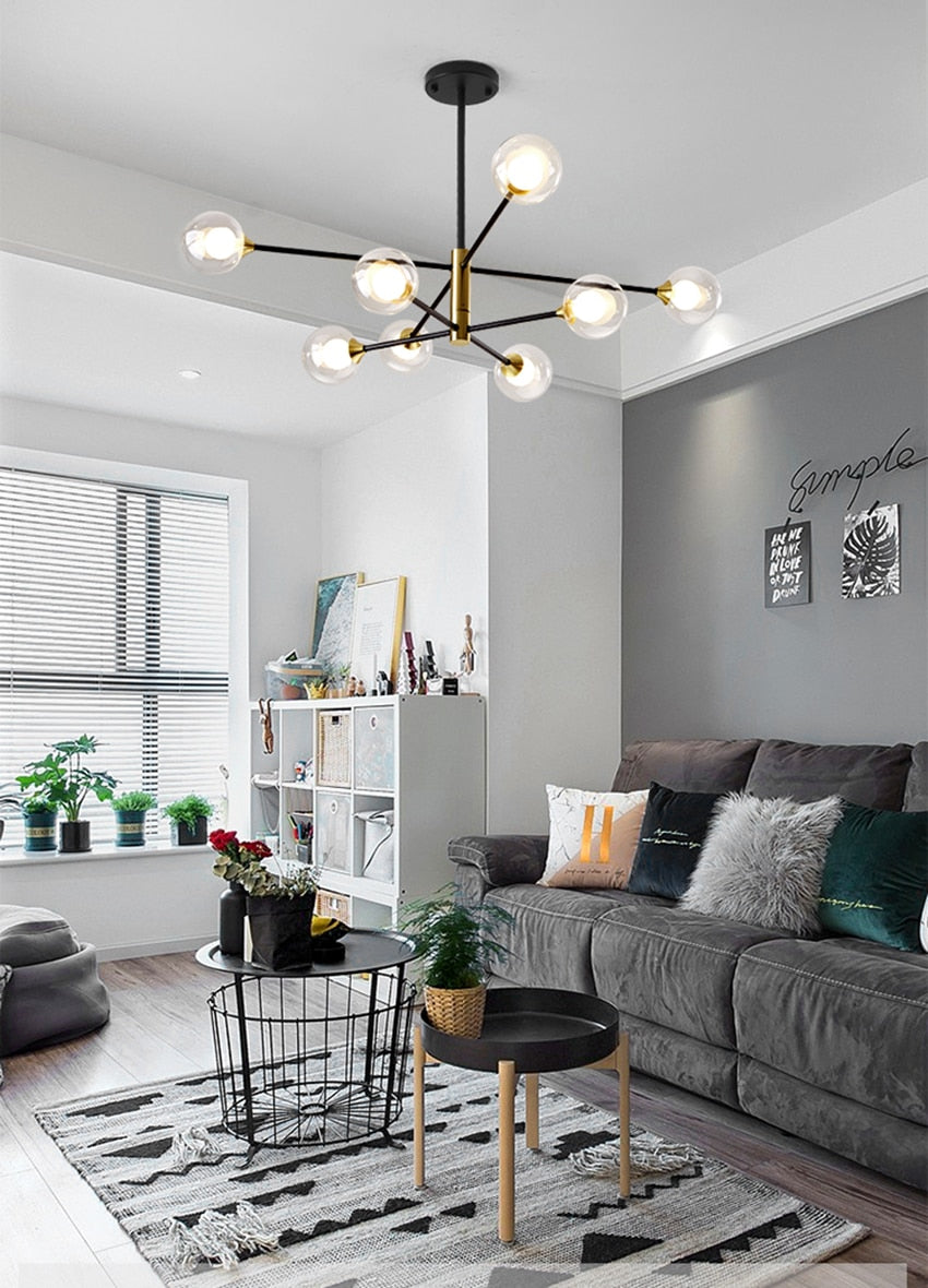 Glass Bulb & Metal LED Chandelier Pendant Light