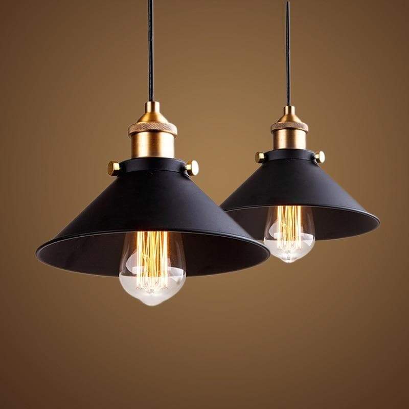 Jett Black & Brass Metal Industrial Pendant Light - Final Sale