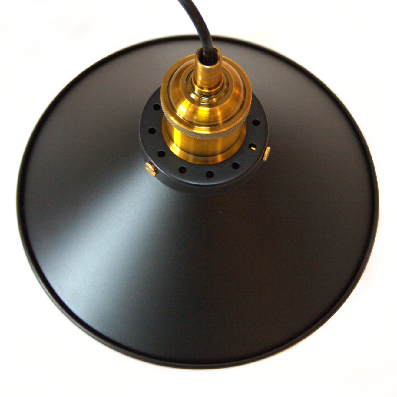Jett Black & Brass Metal Industrial Pendant Light - Final Sale