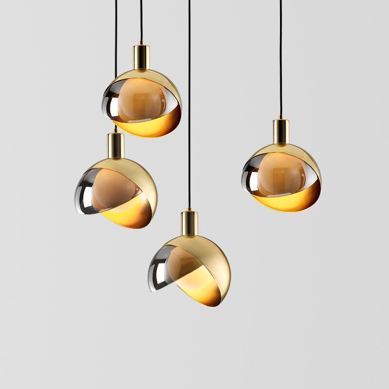 Peak Stone Glass and Metal Pendant Light