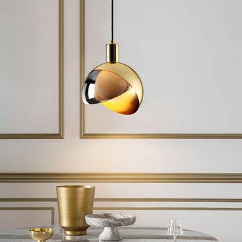 Peak Stone Glass and Metal Pendant Light