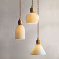 Pleated Ceramic & Brass Cocoon Pendant Light