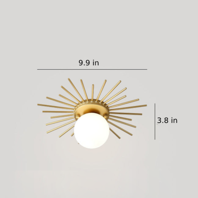 Sun Rays Glass & Gold Ceiling Lamp