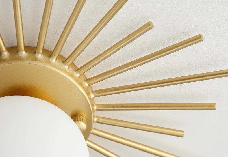Sun Rays Glass & Gold Ceiling Lamp